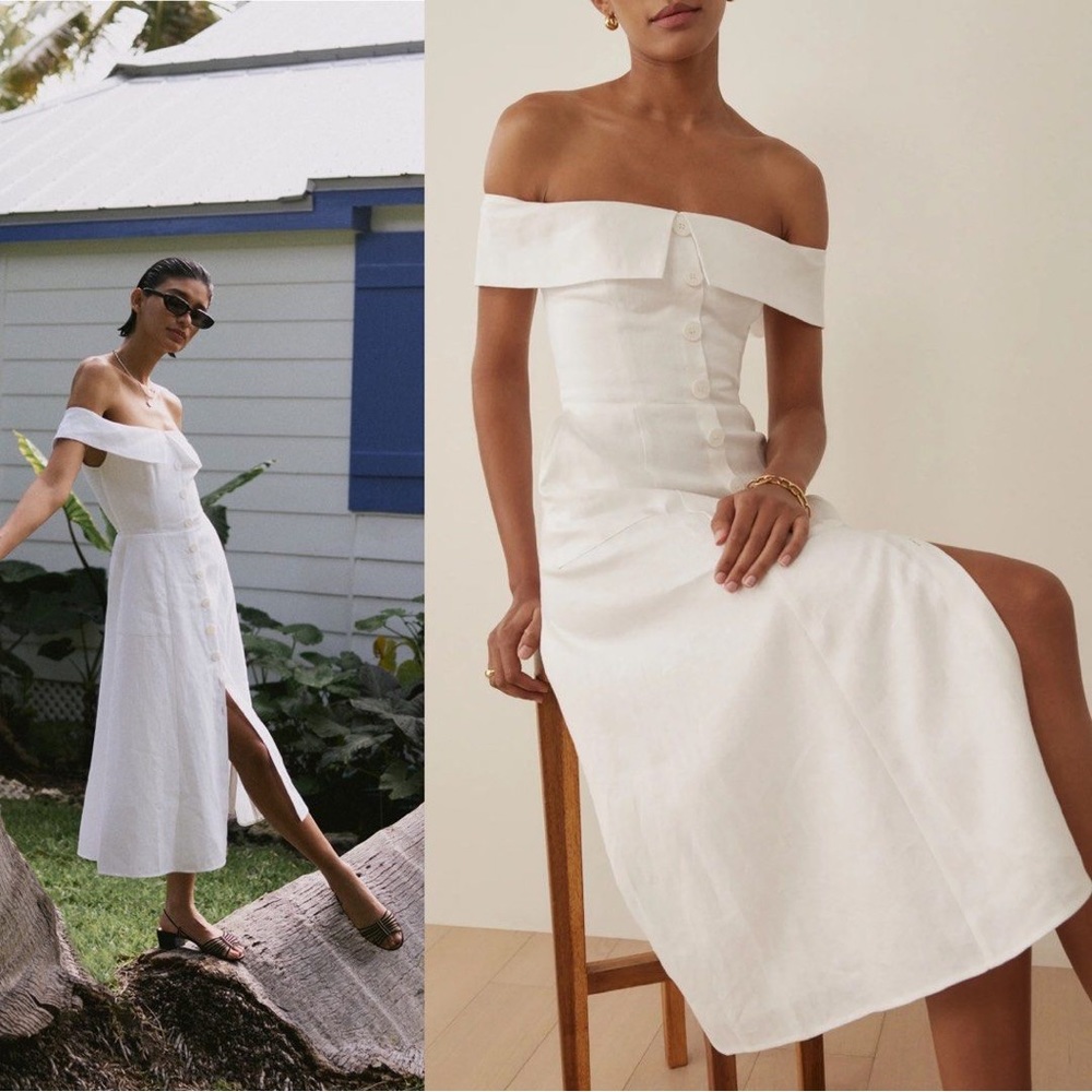 Reformation Adriel linen white dress 4